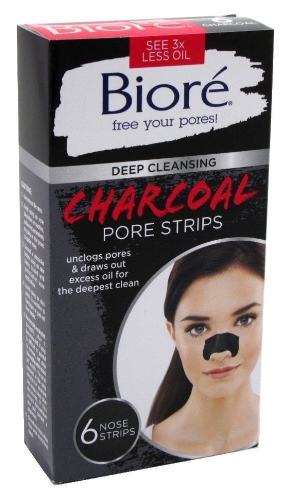 Biore Deep Cleansing Charcoal Pore Strips for Nose, 6 Count - image 1 of 6