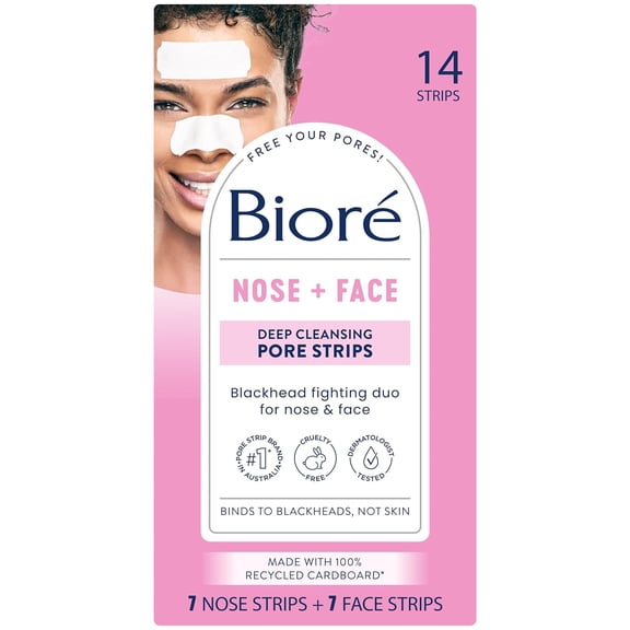Biore Deep Cleansing Pore Strips For Face And Nose, Combo Pack, 14 Ea