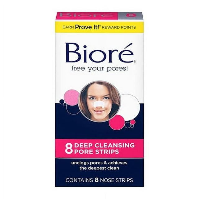 Biore Deep Cleansing Pore Strips For Nose, 8 Ea, 2 Pack
