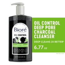 Biore Deep Pore Charcoal Daily Face Wash for Dirt & Makeup Removal, for Oily Skin, 6.77 fl oz