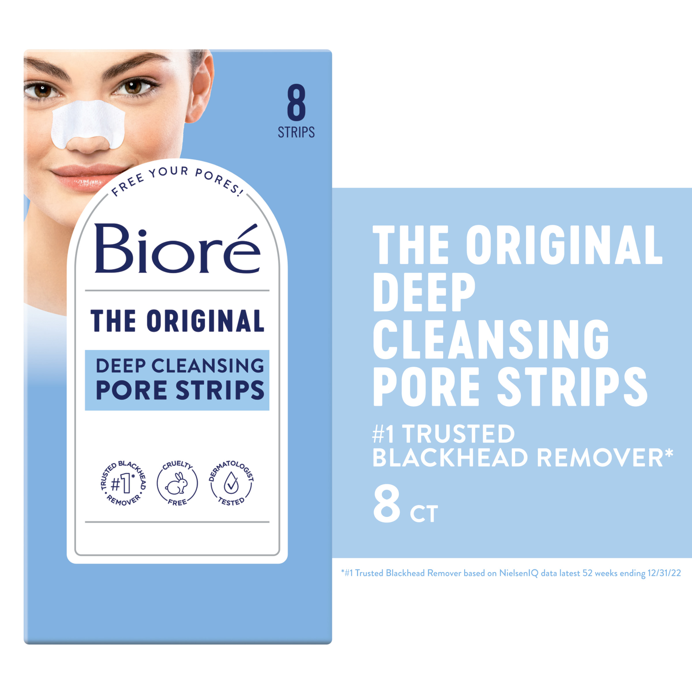 Biore Original Blackhead Remover Deep Cleansing Pore Strips, 8ct - image 1 of 11