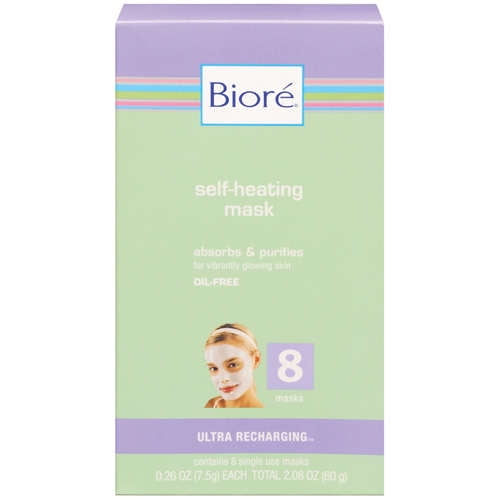 Biore Self-Heating Mask Absorbs & Purifies The Original One - Minute Facial Oil - Free Contains 8 masks