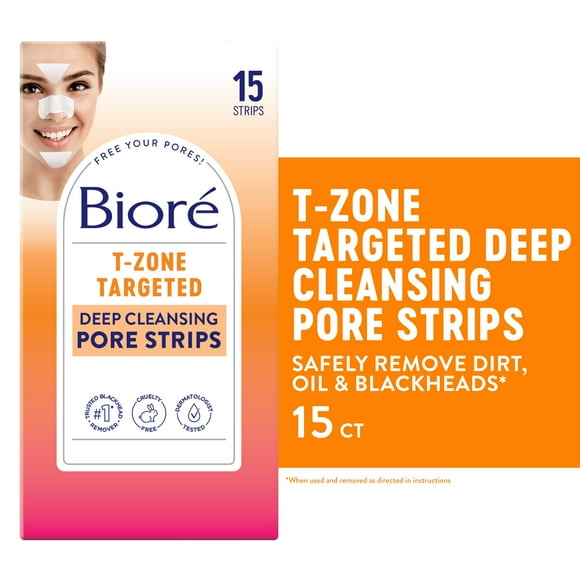 Biore TZone Targeted Deep Cleansing Blackhead Remover Pore Strips, 5