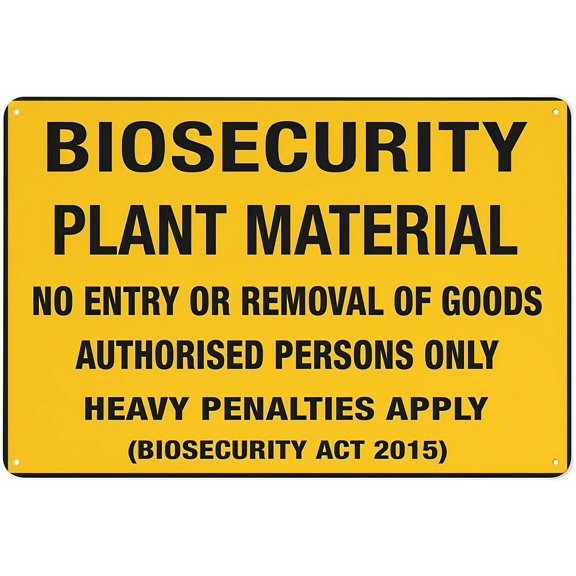 Biosecurity Plant Material Sign - 12×8 Inches, Aluminum Sign, UV/Waterproof/Weatherproof/Fade-Resistant with 4 Pre-Drilled Holes