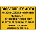 thumbnail image 1 of Biosecurity Qci Facility Microbiological Containment Sign - 12×8 Inches, Grade Sheeting Rust-Free Aluminum, Weather/Waterproof Easy-Mount Decor, 1 of 6