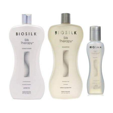 Biosilk Silk Therapy Shampoo and Conditioner ( 34 oz each ) with Original Silk Therapy 2.26 oz