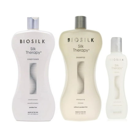 Biosilk Silk Therapy Shampoo and Conditioner ( 34 oz each ) with Original Silk Therapy 5.64 oz