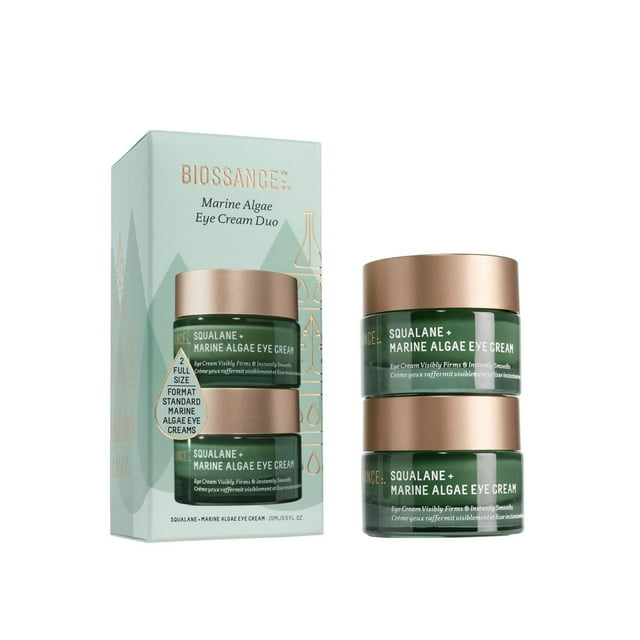 Biossance Marine Algae Eye Cream Duo: Firming, Smoothing, and Blurring Fine Lines + Squalane for Moisture Lock (2x.5 oz) C2