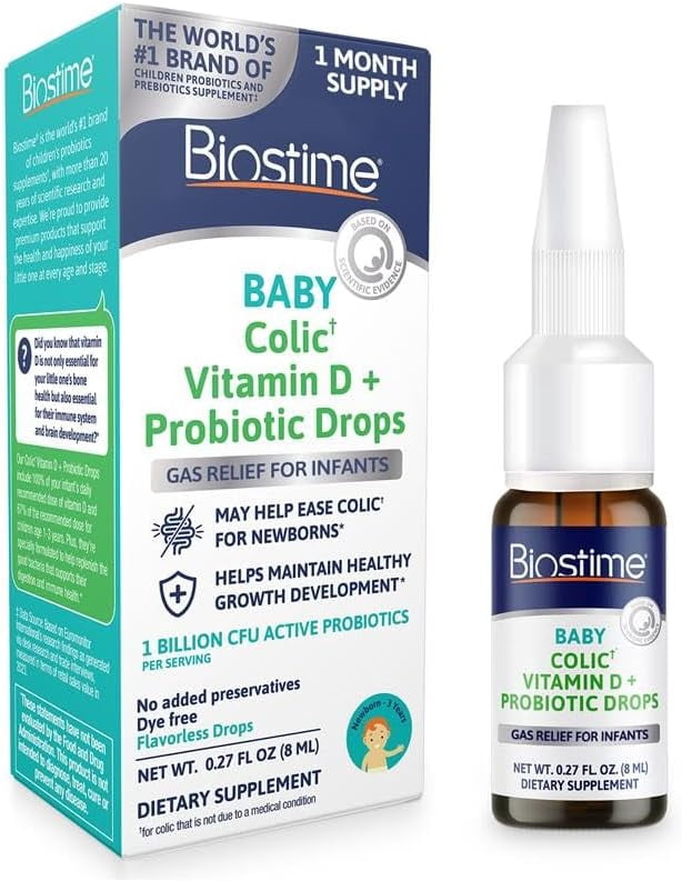 Biostime Baby Vitamin D & Colic Probiotic Drops, May Help Easwe Colic for Newborns, 8ml