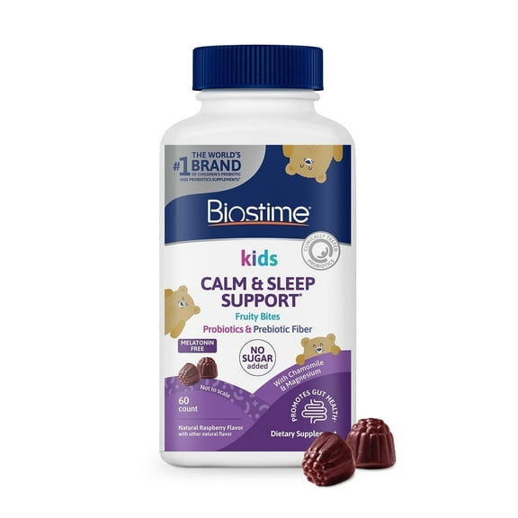 Biostime Kids Calm & Sleep Support Fruity Bites Gummies, Dietary Supplement, 60ct