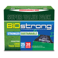 thumbnail image 1 of Biostrong 30 Gallon Biodegradable Drawstring Large Trash Bags Value Pack, 25 Count, 1 of 4