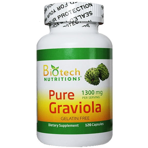 Biotech Nutritions 100% Pure Graviola 1300mg Per Servings 120 Capsules