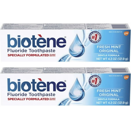 Biotene Dry Mouth Fluoride Toothpaste Fresh Mint Original 4.3 Oz. (2 Pack)