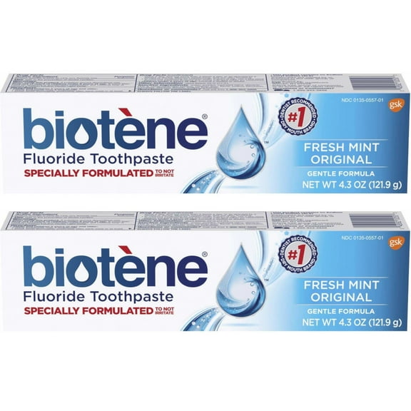 Biotene Dry Mouth Fluoride Toothpaste Fresh Mint Original 4.3 Oz. (2 Pack)