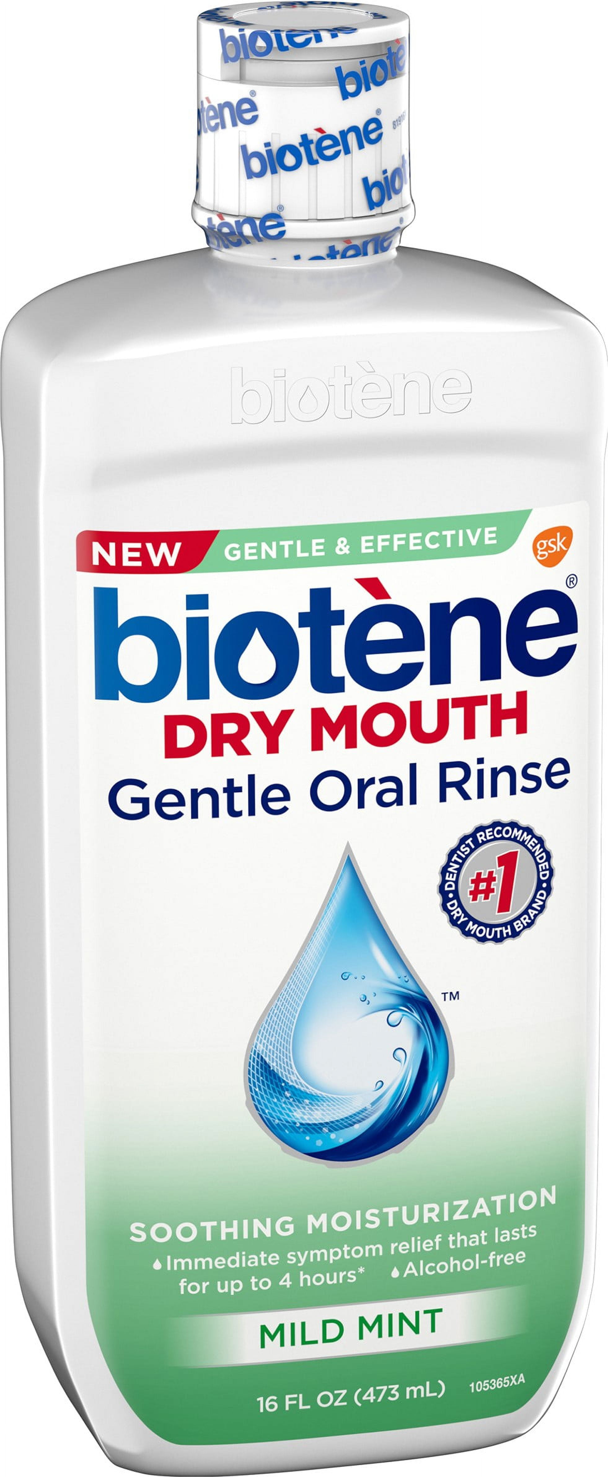 Biotene Dry Mouth Gentle Oral Rinse, Mild Mint 16 oz (Pack of 2)