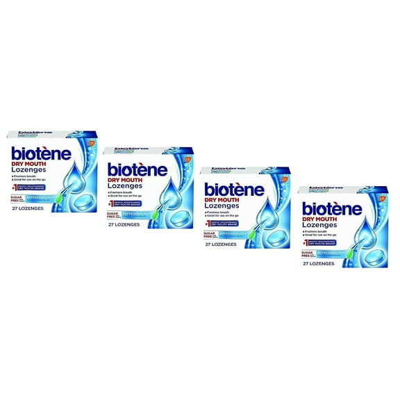 Biotene Dry Mouth Lozenges for Breath 27 count, Reing Mint. (Pack of 4)