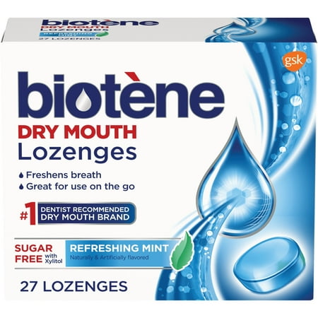 Biotene Dry Mouth Lozenges for Fresh Breath, Refreshing Mint, 27 Count