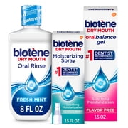 Biotene Dry Mouth Oral Rinse, Dry Mouth Spray and Moisturizing Gel Kit, Unflavored & Mint for Adults