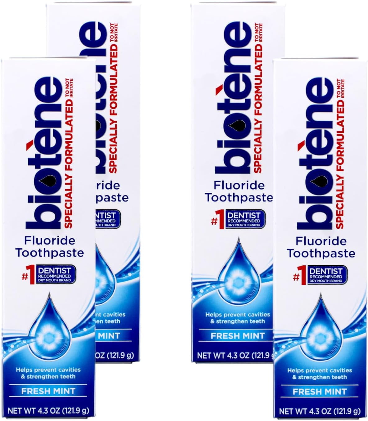 Biotene Fluoride Toothpaste, Fresh Mint, 4.3 oz Tubes - (Pack of 4 ...
