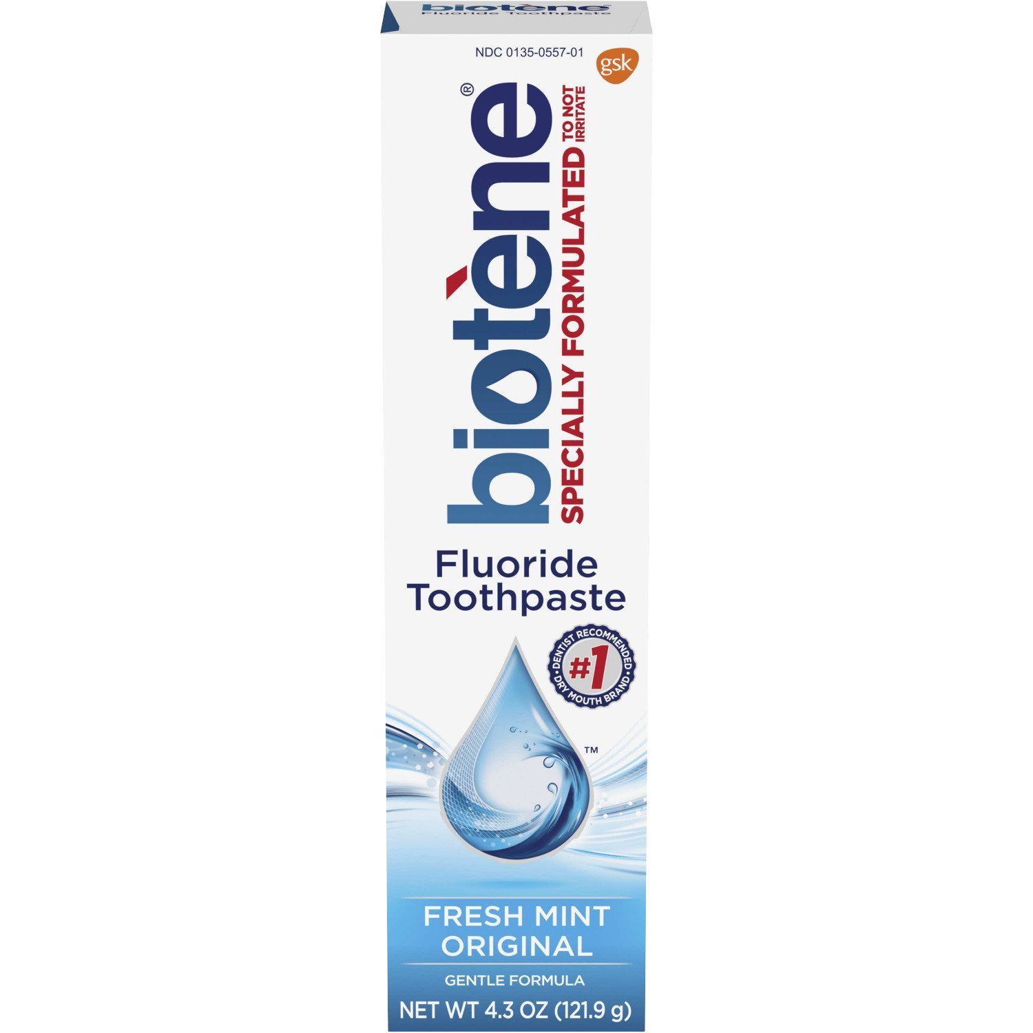 Biotene Fluoride Toothpaste, Original Fresh Mint, Gentle Formula, 4.3