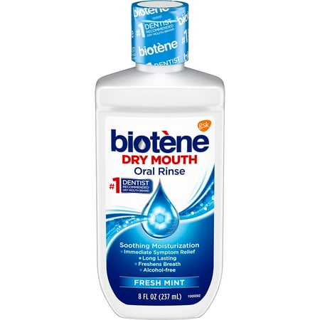 Biotene Fresh Mint Moisturizing Oral Rinse Mouthwash, Alcohol-Free, For Dry Mouth, 8 Ounce.