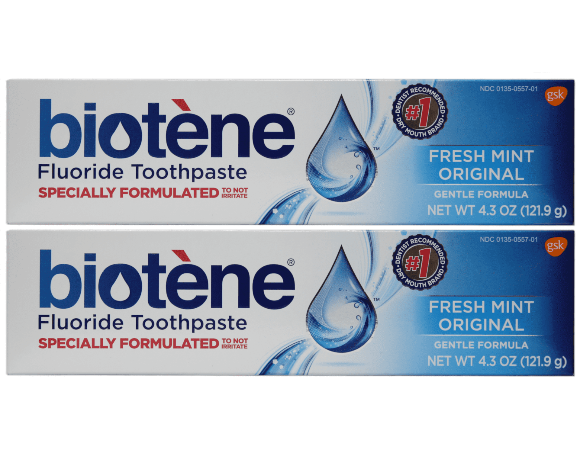 Biotene Fresh Mint Original Fluoride Toothpaste, 4.3 ounce Pack of 2
