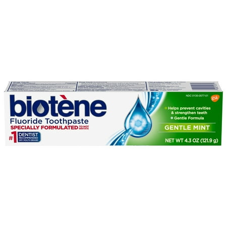Biotene Gentle Formula Fluoride Toothpaste for Cavity Prevention, Gentle Mint, 4.3 Oz