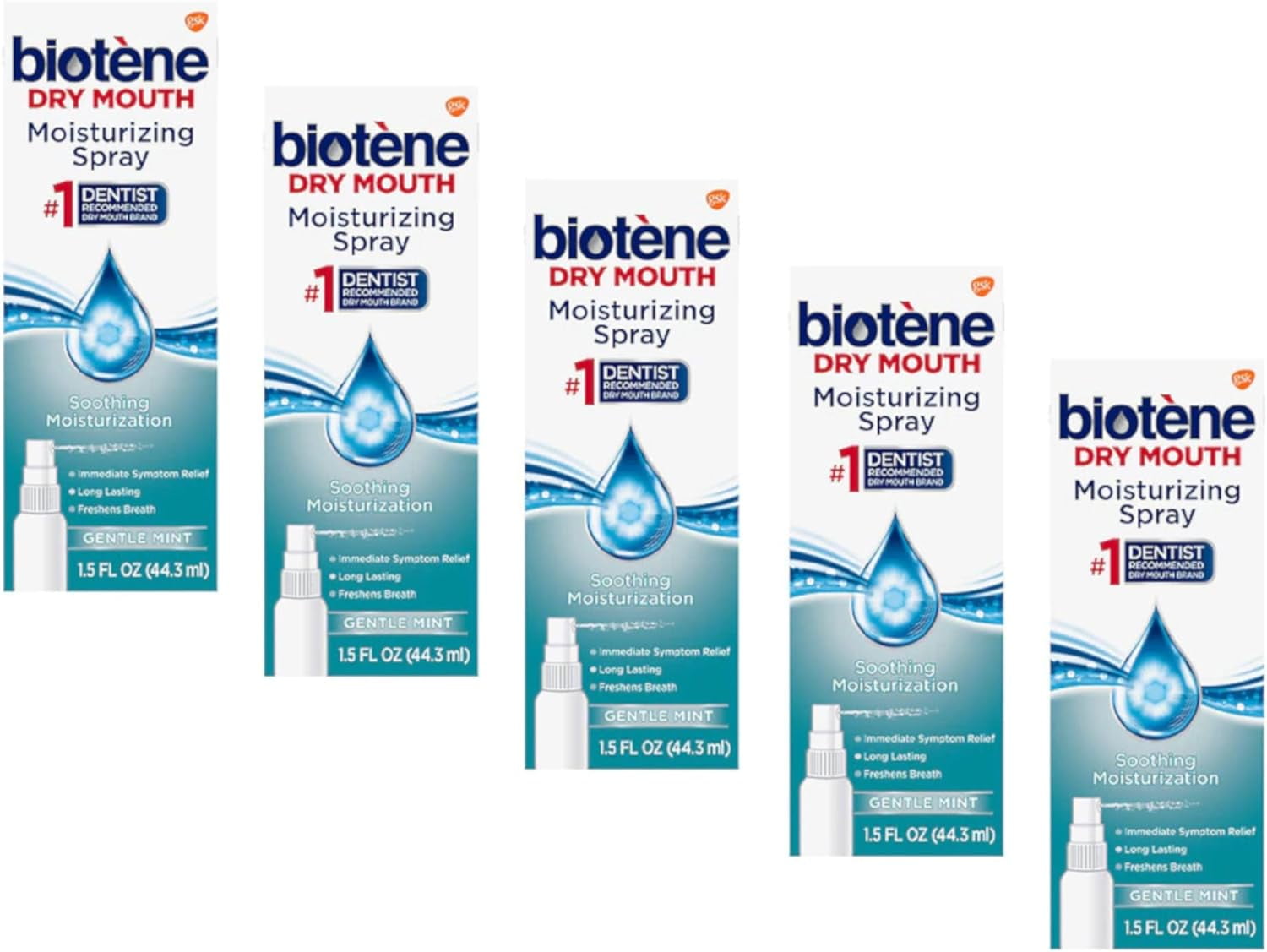 Biotene Moisturizing Gentle Mint Mouth Spray 1.5 oz Pack of 5