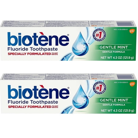 Biotene Toothpaste w/ Specially Formulated Gentle Mint Fluoride, 4.3oz, 2-Pack