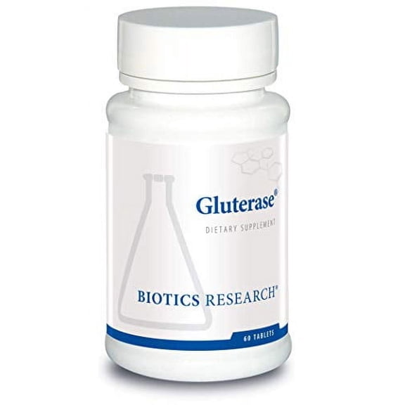 Biotics Research Gluterase Dietary Enzymes for Digesting Gluten, Specialized Enzyme Preparation, Tolerase, Gut-Supportive Nutrients, Okra, Marshmallow, Vitamin U Complex. 60 Tablets.