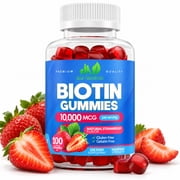Biotin 10,000 mcg Gummies for Women & Men - Maximum Strength - 100 Count