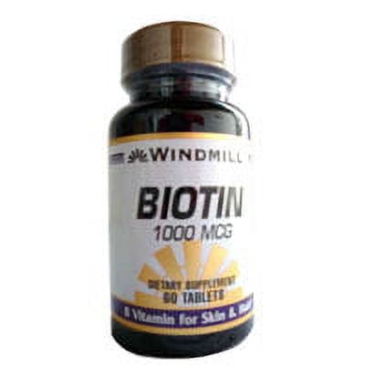 Biotin 1000 Mcg Dietary Supplement Tablets By Windmill - 60 Ea, 2 Pack