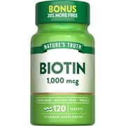 Biotin 1000mcg | 120 Tablets | Hair Skin and Nails Pills | by Natures Truth