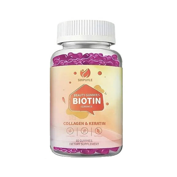 Biotin 12000MCG Beauty Gummies with Collagen & Keratin | Hair, Skin & Nail Support | 60 Count