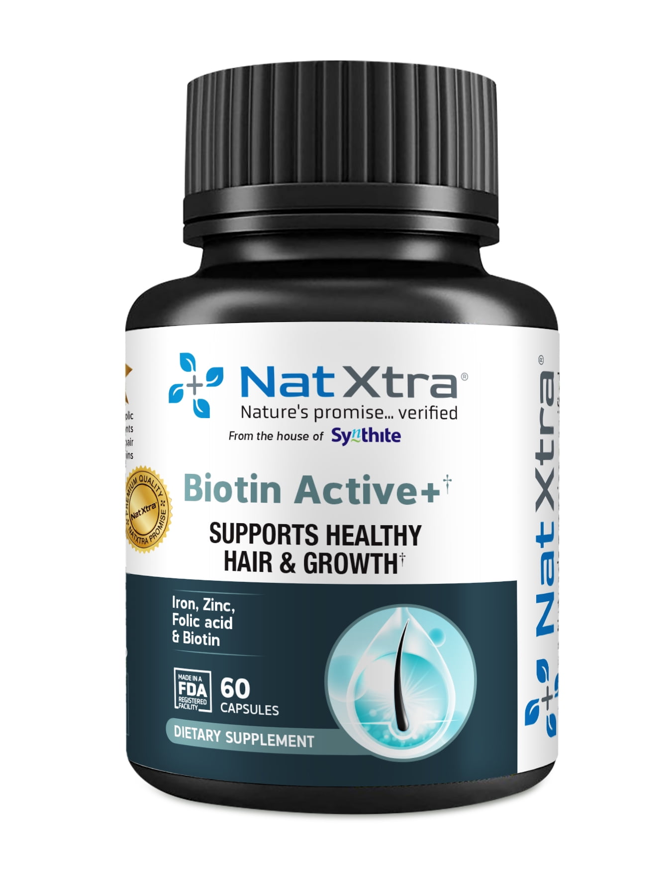Natxtra Biotin Active + Hair Growth Capsules, 60 Count, 0 Size