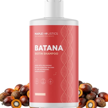 Biotin & Batana Oil Shampoo for Thinning Hair - Volumizing Shampoo for Fine Hair with Onion B Vitamins Rosemary Argan & Tea Tree Oils - Paraben Silicone and Sulfate Free Vegan Formula (16 Fl Oz)