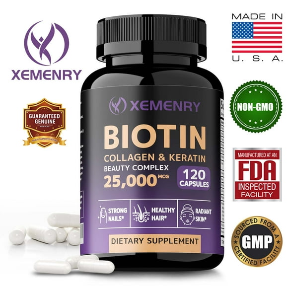 Biotin Collagen & Keratin 25000mcg - Hair, Skin, Nails, Bone and Joint Health - 120 Capsules