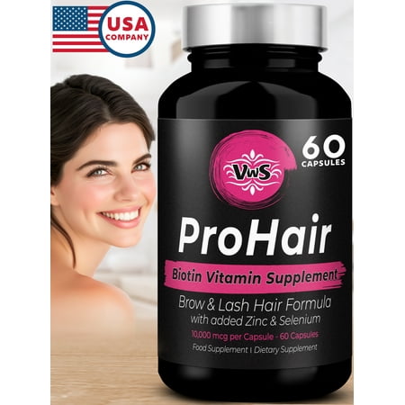 Biotin Hair Growth Supplement, 60 Capsules for Thicker Hair, Brows & Lashes
