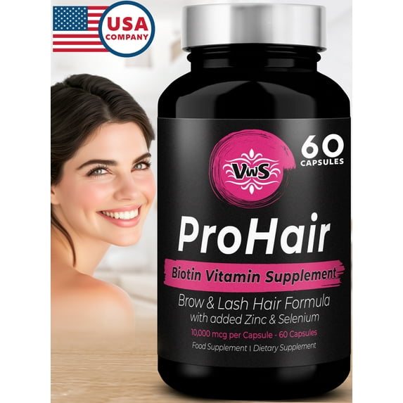 Biotin Hair Growth Supplement, 60 Capsules for Thicker Hair, Brows & Lashes
