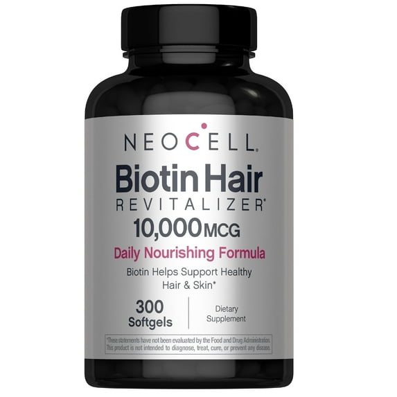 Biotin Hair Revitalizer 10000mcg | 300 Softgels | for Women and Men | Hair, Skin, and Nails Supplement | by NeoCell
