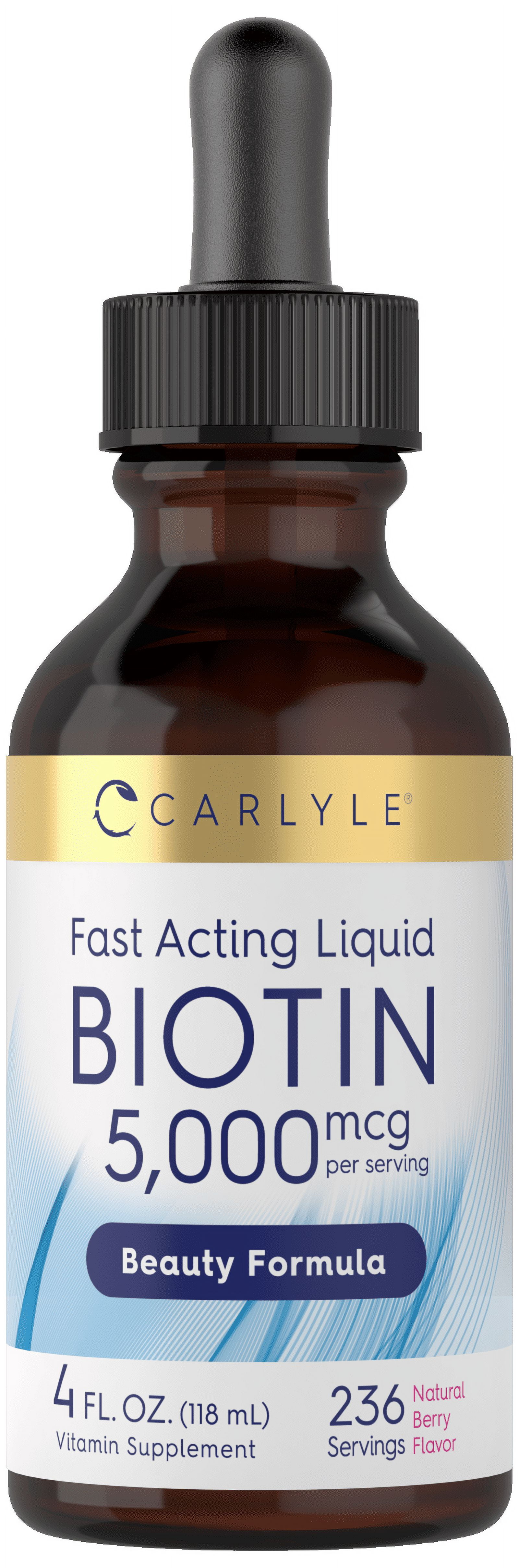 Biotin Liquid Drops 5000mcg | 4 fl oz | Berry Flavor | Vegetarian, Non ...