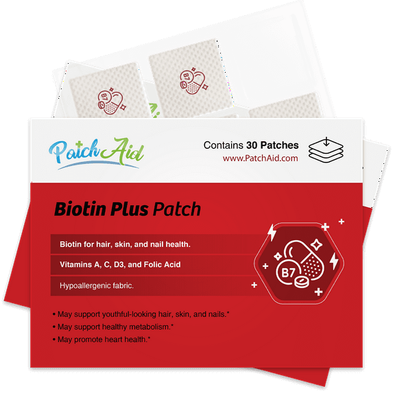 Biotin Plus Vitamin Patch for Hair, Skin, and Nails by PatchAid Color: White, Size: 3-Month Supply