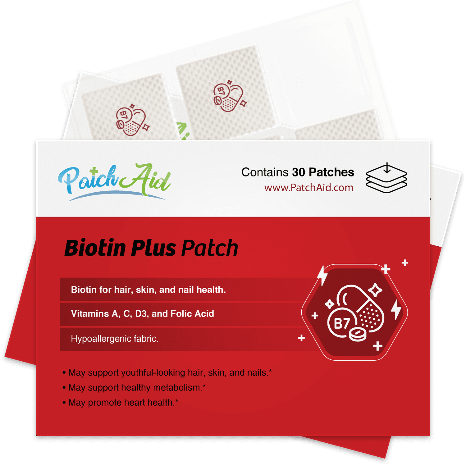 Biotin Plus Vitamin Patch for Hair, Skin, and Nails by PatchAid Size: 6-Month Supply