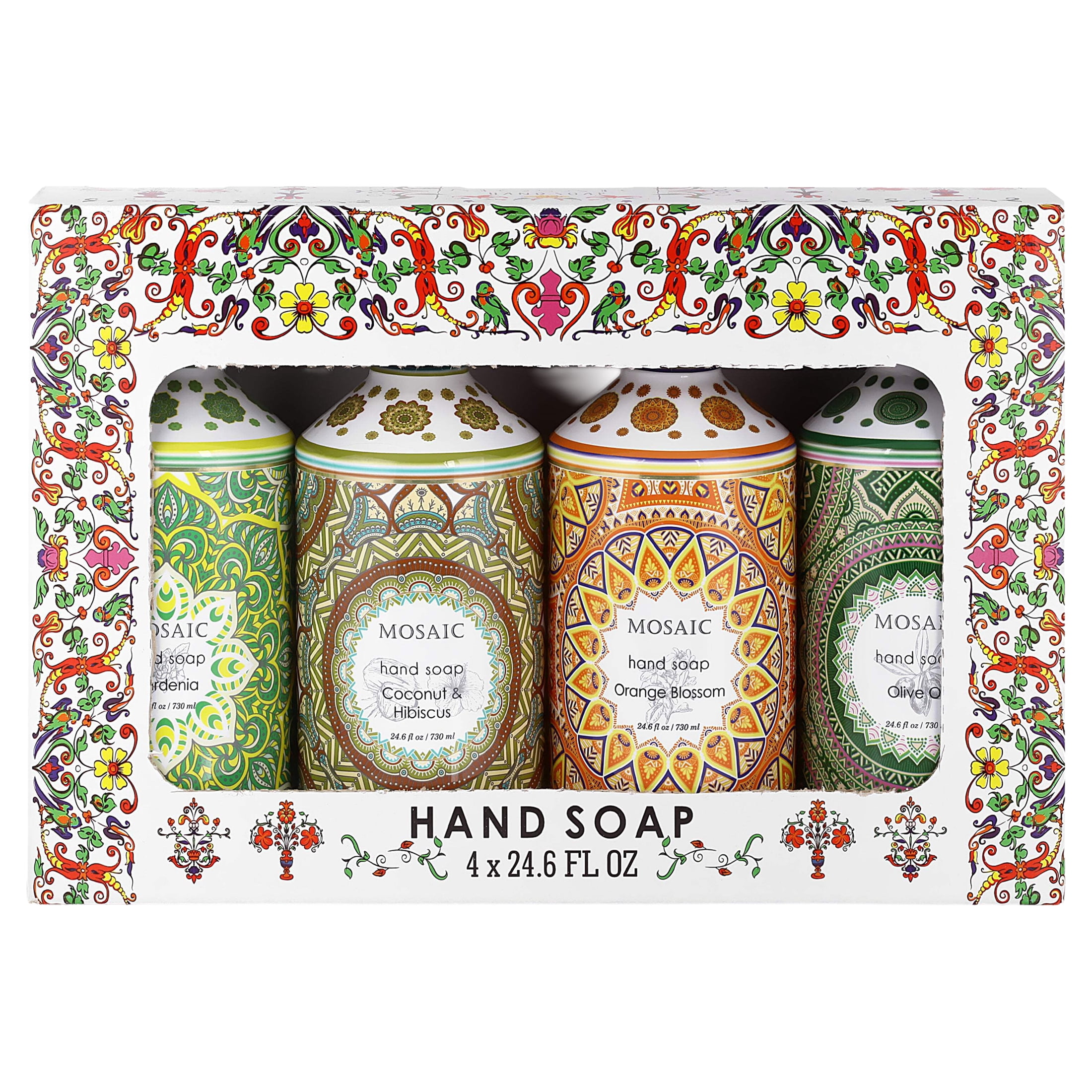Liquid Hand Soap / Hand Wash Gift Set, Olive Oil + Coconut  Hibiscus + Gardenia + Orange Blossom, 4 x 24.6 fl oz Each Liquid Soap Bottle