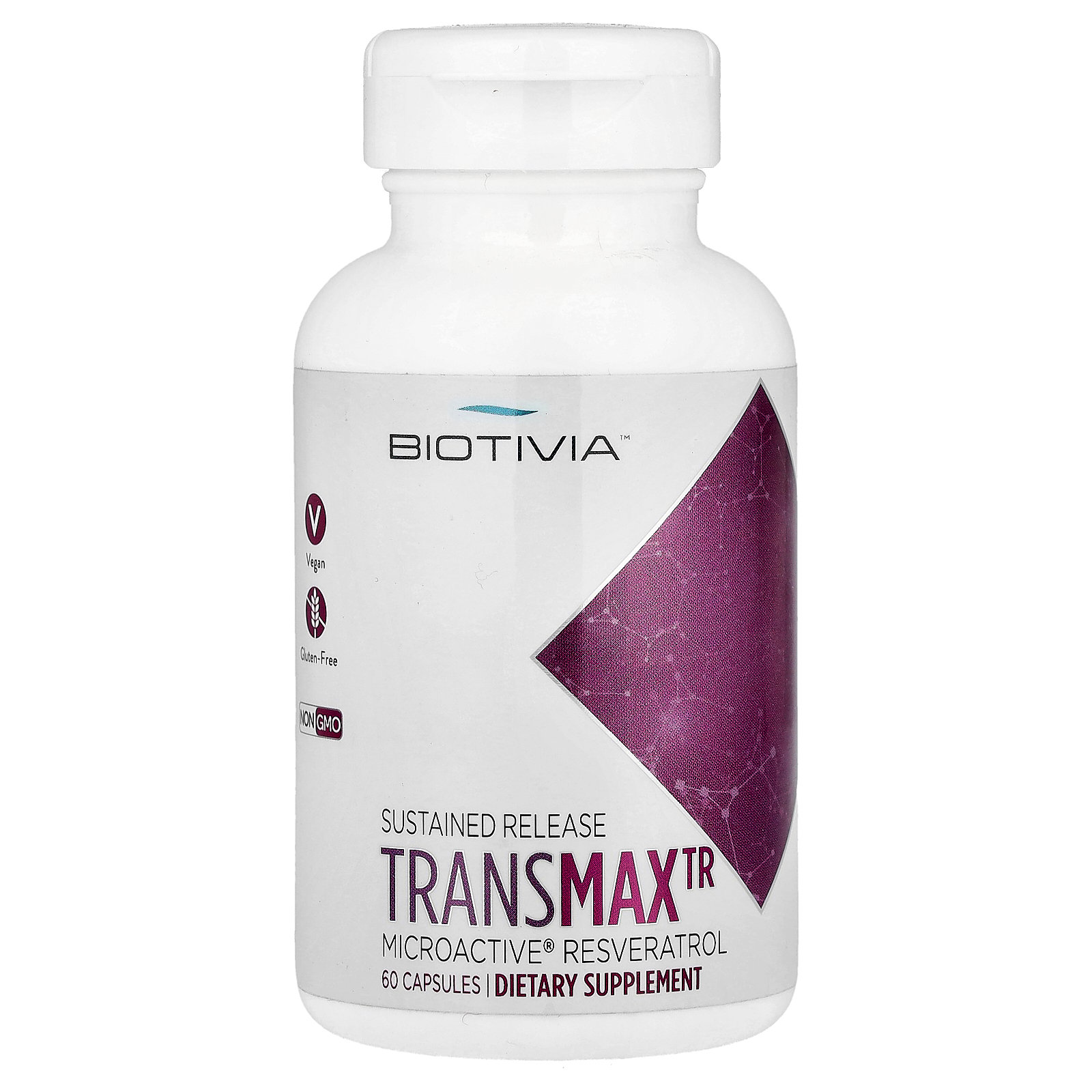 Biotivia TransmaxTR, MicroActive  Resveratrol, 60 Capsules 500 mg per Capsule