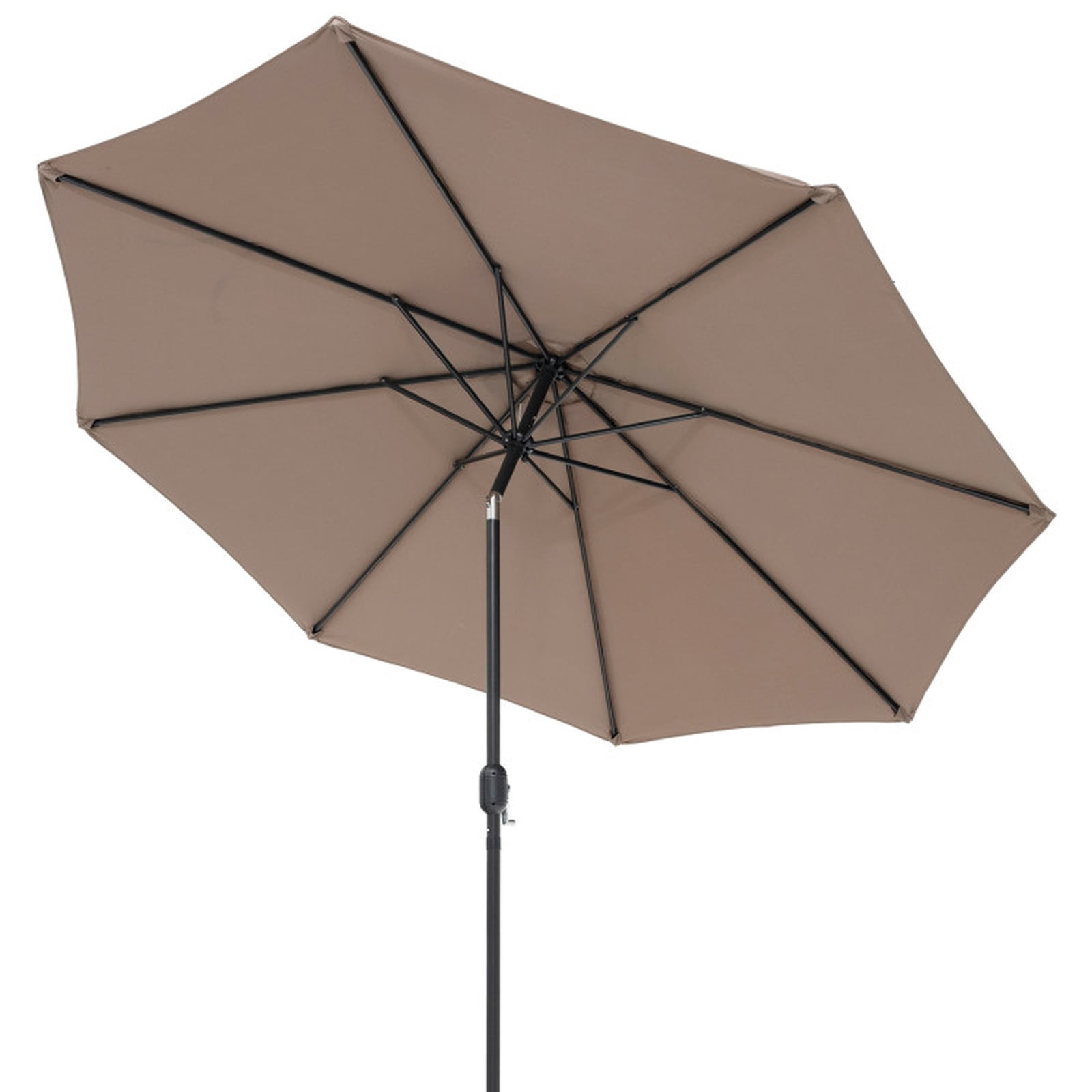Biotree 10 ft Market Patio Umbrella with Crank and Tilt, 8 Sturdy Ribs, Vented Canopy - Tan for Backyard