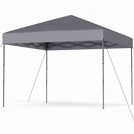 Biotree 10 x 10 ft Pop Up Canopy Tent with Carrying Bag and 8 Stakes UPF50+ Adjustable Height Outdoor Shade, Gray