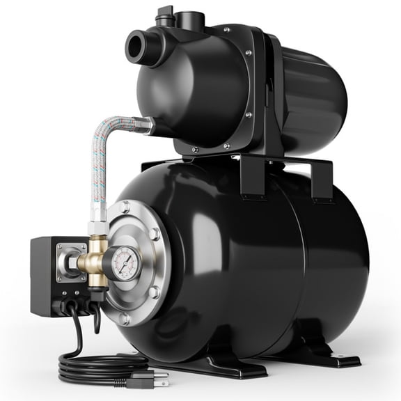 Biotree 1200W Shallow Well Pump, Automatic Water Pressure Booster with 5 Gal Tank and Gauge, 1000 GPH Jet Pump for Garden Irrigation, Black