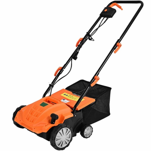 Biotree 13 Inch 12 Amp Electric Scarifier with Collection Bag and Removable Blades-Orange - Outdoor Electric Lawn Yard Care Tool