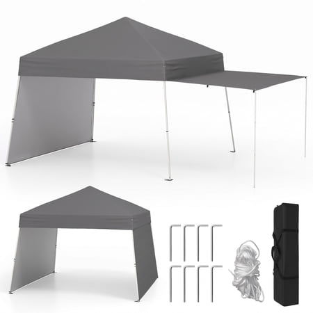 Biotree 14 x 9.2 Feet Pop-Up Canopy Tent with 2 Convertible Sidewalls and Awning UPF50+ for Patio Backyard, Gray